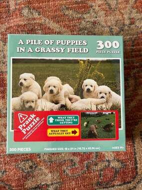 Prank-O Prank Puzzle A Pile of Puppies in a Grassy Field 300 Pieces